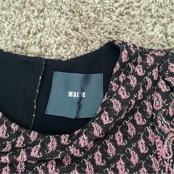 Maeve Anthropologie Pink Black Paisley Shift Dress Sz Small Short Sleeve Midi - Picture 4 of 15